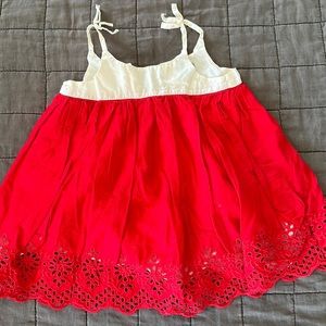 18-24m baby gap eyelet red dress with cream detailing/bloomers